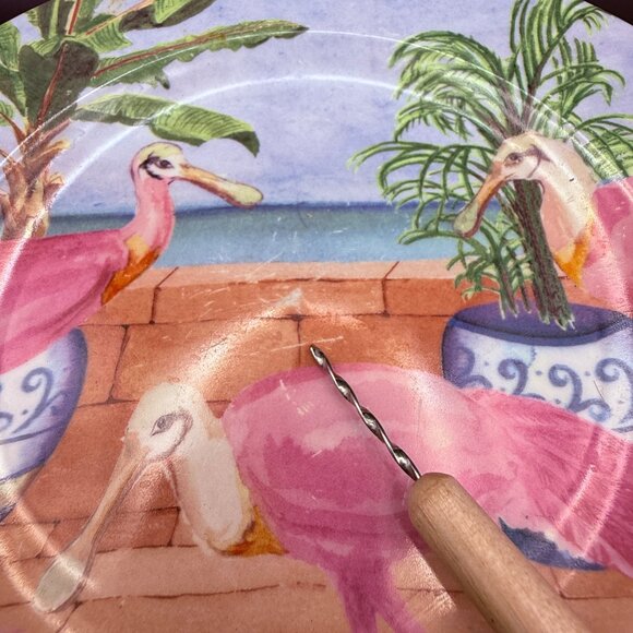 4 American Antelier Marsh Bird Tropical Themed Ceramic Plates 8.5" Diameter - Picture 8 of 11